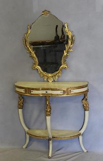 Vintage Gilt and Paint Decorated 1 Drawer Console