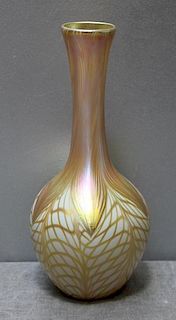 Signed Quezal Art Glass Vase.