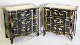 Karges. Pair of Leathertop and Lacquered Chests.