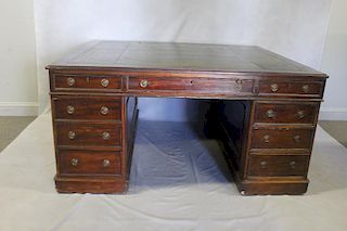 19th Century English Leather Top Partners Desk.