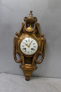 Quality Bronze Cartel Clock with Enamel Face.