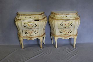 Pair of Venetian Style Paint Decorated Bombe
