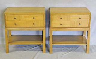 Midcentury Pair of Two Drawer End Tables.