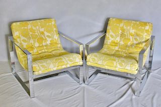 Midcentury Pair of Milo Baughman Lounge Chairs.