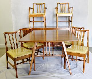 Midcentury Dining Set with 6 Chairs and Sideboard.