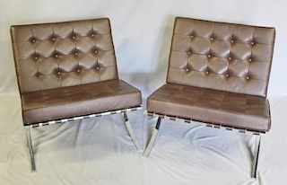 Midcentury Pair of Barcelona Style Chairs.