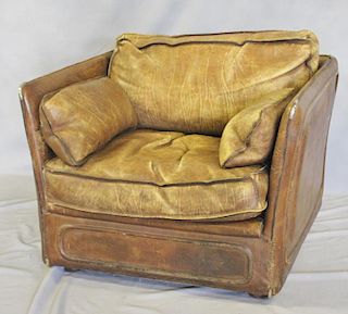 Midcentury Leather Upholstered Club Chair.