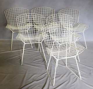 Midcentury Set of 6 Bertoia for Knoll Wire Chairs.
