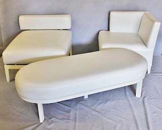 Contemporary White Upholstered Furniture Lot.