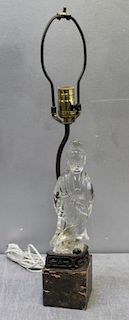 Art Deco Chinese Glass Buddha as a Lamp.