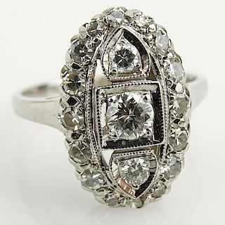 AIG Certified Art Deco style .96 Carat Diamond and 14 Karat White Gold Ring