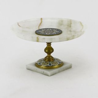 Antique French Onyx and Champleve Enamel Tazza.
