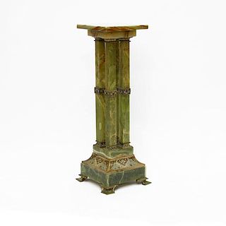 Antique Onyx and Champleve Pedestal