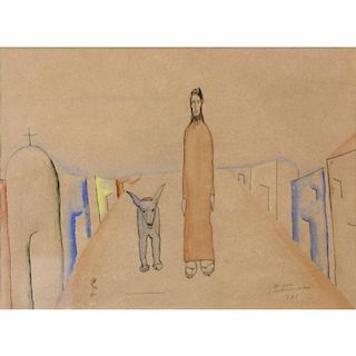 Candido Portinari, Brazilian (1903-1962) Watercolor and ink on paper, "God & Dog"
