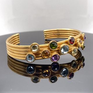 Marco Bicego Jaipur 18k Gold Gemstone Bangle Bracelet Size  6.5