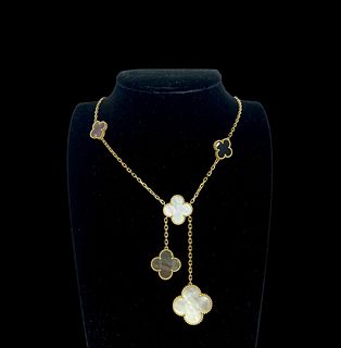 Van Cleef & Arpels Magic Alhambra Necklace 6 Motif 18k Gold Mother-of-Pearl Black Onyx