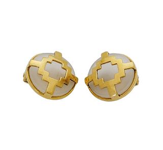 Lalaounis 18K Yellow Gold & Crystal Clip-on Earrings