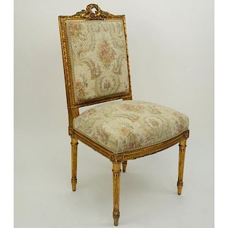 Vintage French Giltwood Upholstered Side Chair
