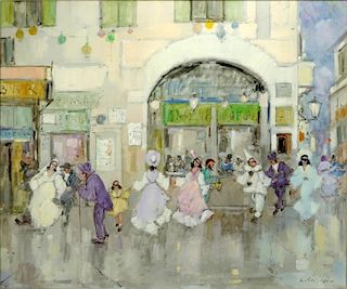 Luigi Cagliani, Italian (20th C) Oil on canvas "Paris Street Scene"