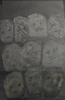 Antonia Eiriz (Cuba, 1929-1985) Untitled (Faces)/Sin Titulo (Caras), ink and gouache on black paper