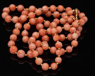 Angelskin Coral and 18K Gold Necklace