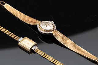2 Ladies 14K Gold and Diamond Watches