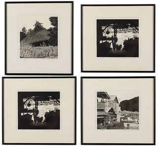 Tanaka Ryokei (Japanese, b. 1933), 4 Framed Etchings