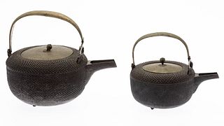 Two Japanese Bronze Saki Pots