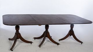 Regency Style Three Pedestal Dining Table