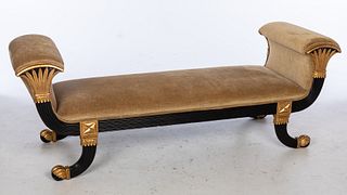 Regency Style Egyptian Revival Upholstered Bench