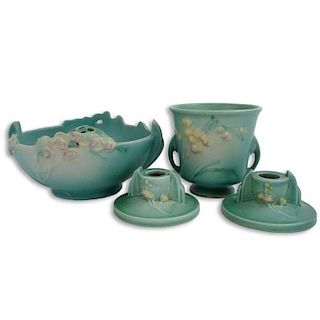 Collection of Five (5) Pieces Roseville Ixia Pottery Tabletop items.