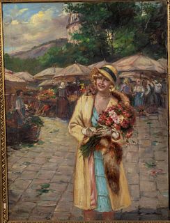 Hungarian School, Woman in a Market, O/C, c. 1940