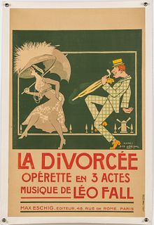 Vintage La Divorcee French Opera Poster, c. 1911