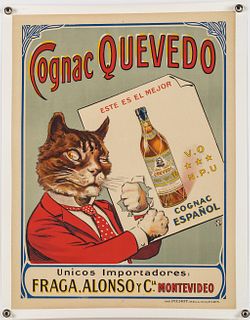 Vintage Quevedo Cognac Advertising Poster