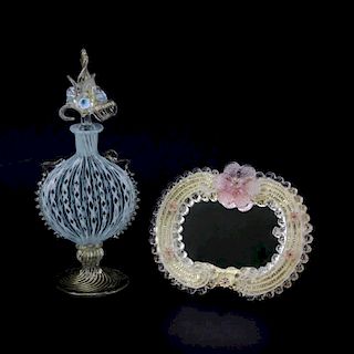 Lot of Two (2) Vintage Murano Glass Vanity Items.