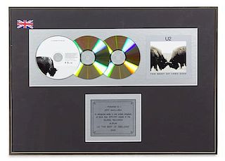 A U2: The Best of 1990-2000 900,000 UK Copies Sold Presentation Album 16 x 22 inches.