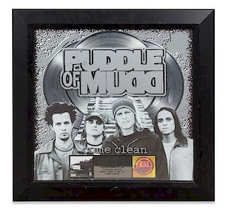 A Puddle of Mudd: Come Clean RIAA Certified 3x Platinum Presentation Album 24 1/2 x 24 1/2 inches.