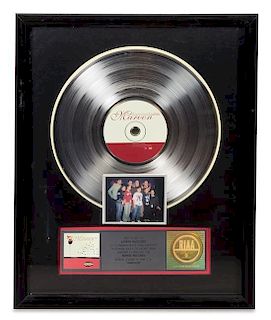 A Barenaked Ladies: Maroon RIAA Certified Platinum Presentation Album 21 1/2 x 17 1/2 inches.