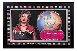 A Mary J. Blige: No More Drama M.C.A Certified 5 Million Worldwide Copies Sold Presentation Album 20 1/2 x 31 inches.