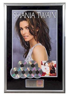 A Shania Twain: Come on Over RIAA Certified 6x Platinum Presentation Album 39 1/2 x 27 1/2 inches.