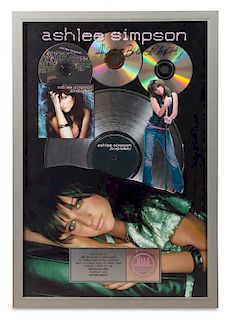 An Ashlee Simpson: Autobiography RIAA Certified 3x Platinum Presentation Album 25 1/4 x 17 1/4 inches.