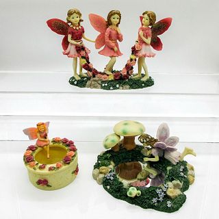 Two Dezine Fairy Figurines and Trinket Box with Lid