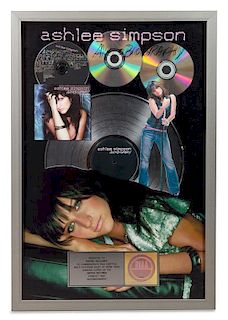 An Ashlee Simpson: Autobiography RIAA 3x Platinum Presentation Album 25 1/4 x 17 3/8 inches.