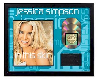 A Jessica Simpson: In this Skin RIAA Certified 3x Platinum Presentation Album 17 1/4 x 21 1/4 inches.