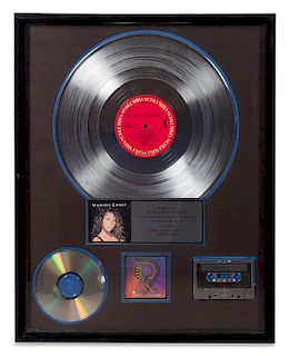A Maria Carey: Self-Titled RIAA Certified Platinum Presentation Album 20 3/4 x 16 3/4 inches.