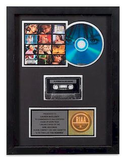 A Jennifer Lopez: J to tha L-O! The Remixes RIAA Certified Platinum Presentation Album 16 1/4 x 12 1/4 inches.