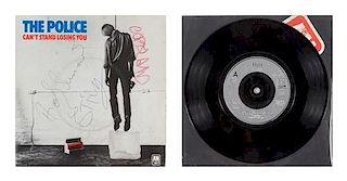 A The Police: Can't Stand Losing You Autographed Album Cover 7 1/4 x 7 1/4 inches.