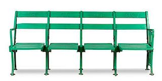 A Group of Four Comiskey Park Stadium Seats Height 32 x width 75 inches.