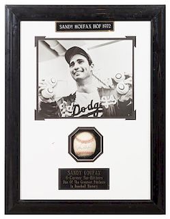 A Sandy Koufax Autographed Baseball 22 x 17 1/4 inches overall.