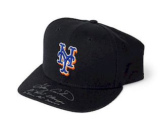 A Gary Carter Autographed Baseball Hat height of display case 8 x width 9 1/2 x depth 10 inches.